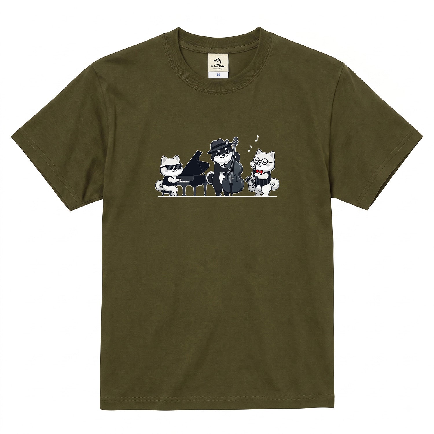 犬ジャズバンド ポメラニアンTシャツ | 音楽好き・犬好きに人気